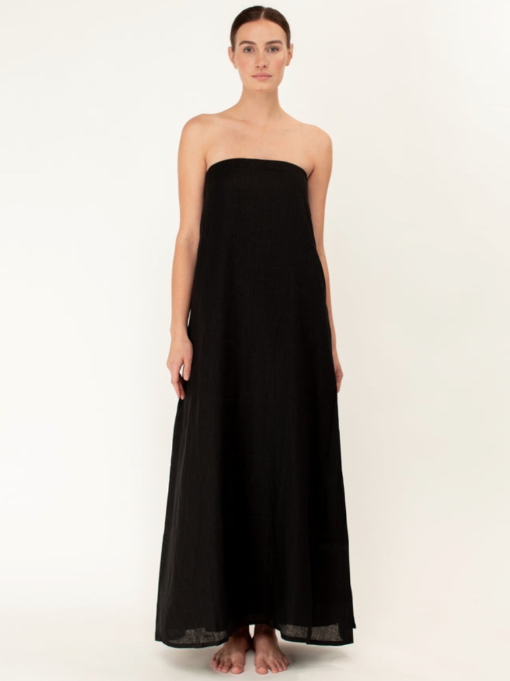 Mikoh Black Strapless Linen Lined Maxi Dress Core Size 6 - 8